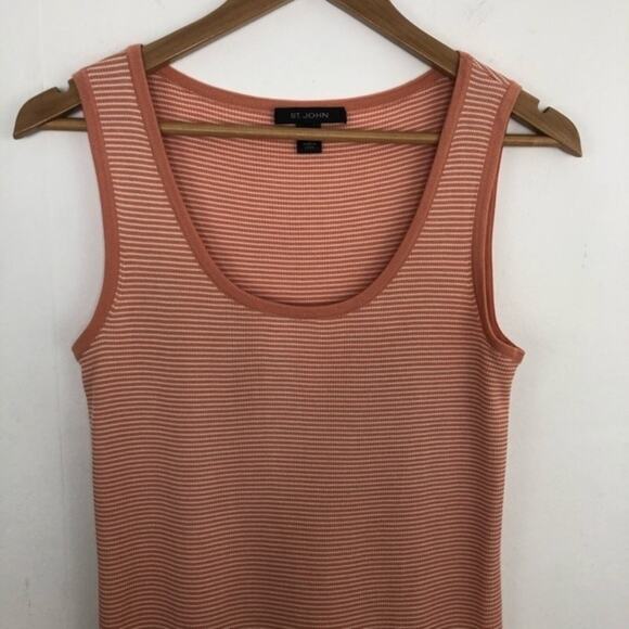 St. John Peach Striped Sleeveless Tank Top Size Medium - Picture 6 of 11